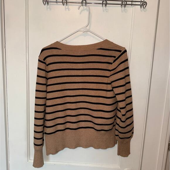 New Devotion by Cyrus Gold Button Down Striped Cardigan Toffee size S - Picture 5 of 7